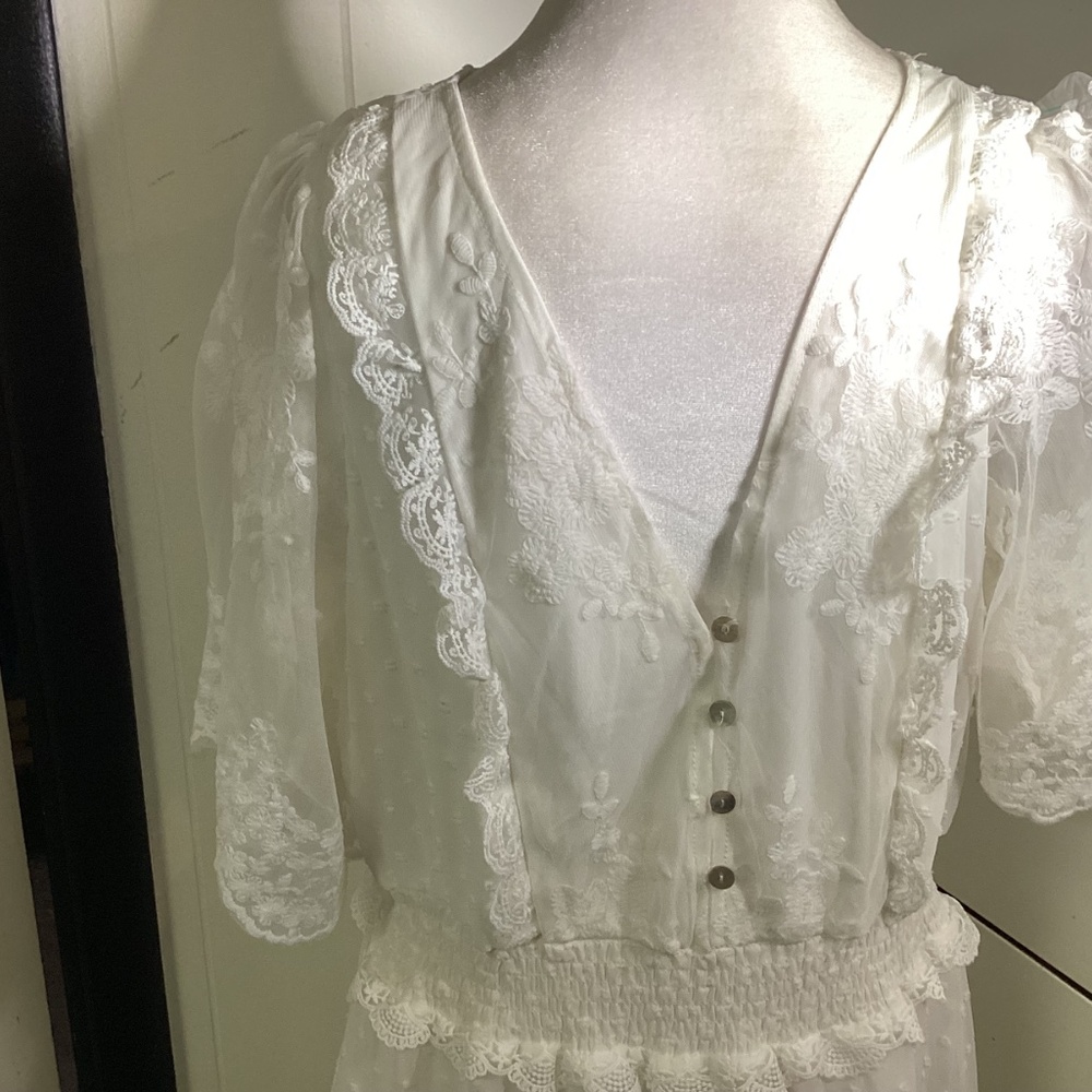Summer white dress whimsical see thru MUST SEE PRARIE STYLE. WEDDING ? PROM.🌹 - Picture 6 of 15